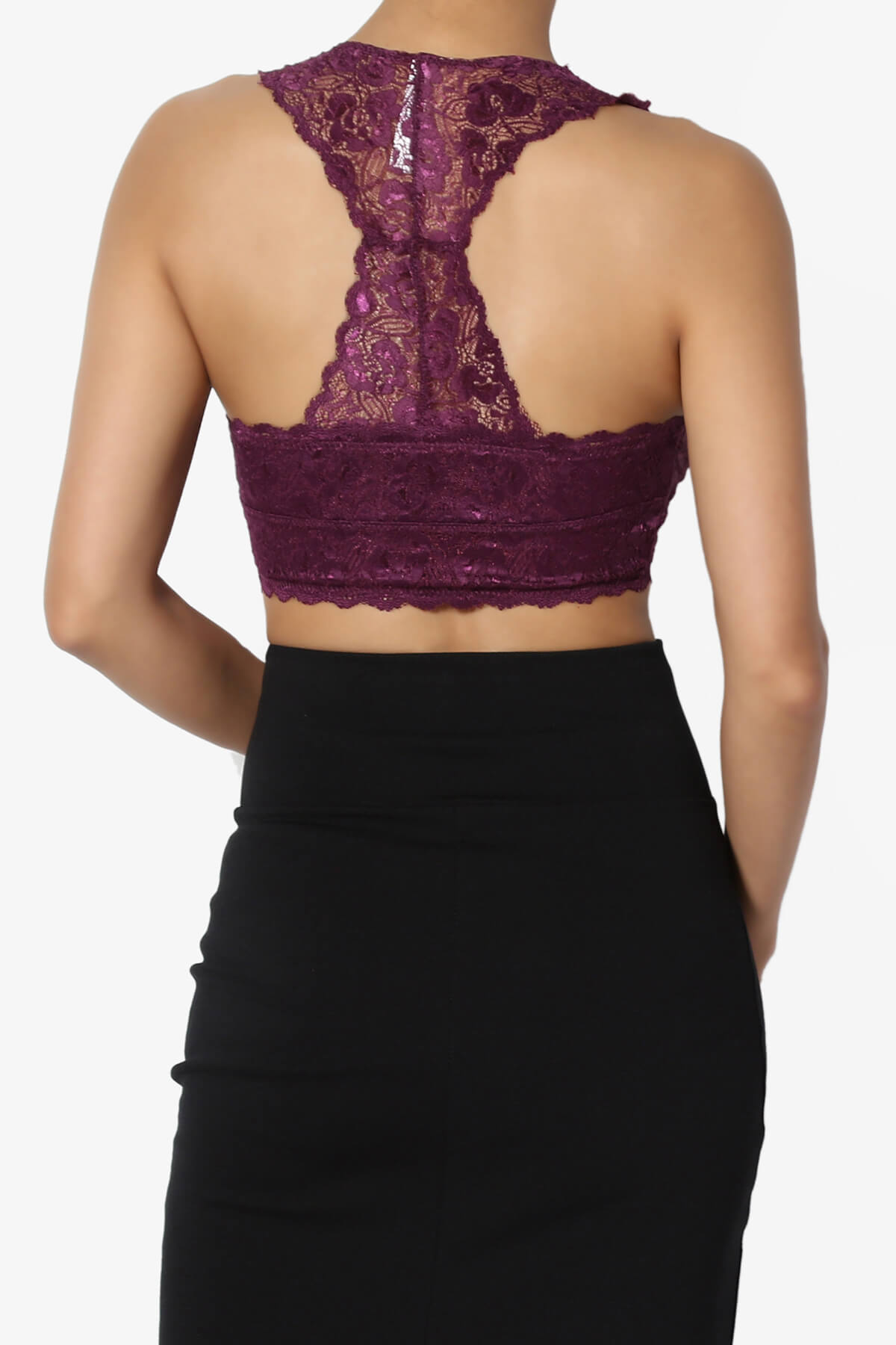 Baja Padded Lace Bralette Crop Tank Top DARK PLUM_2