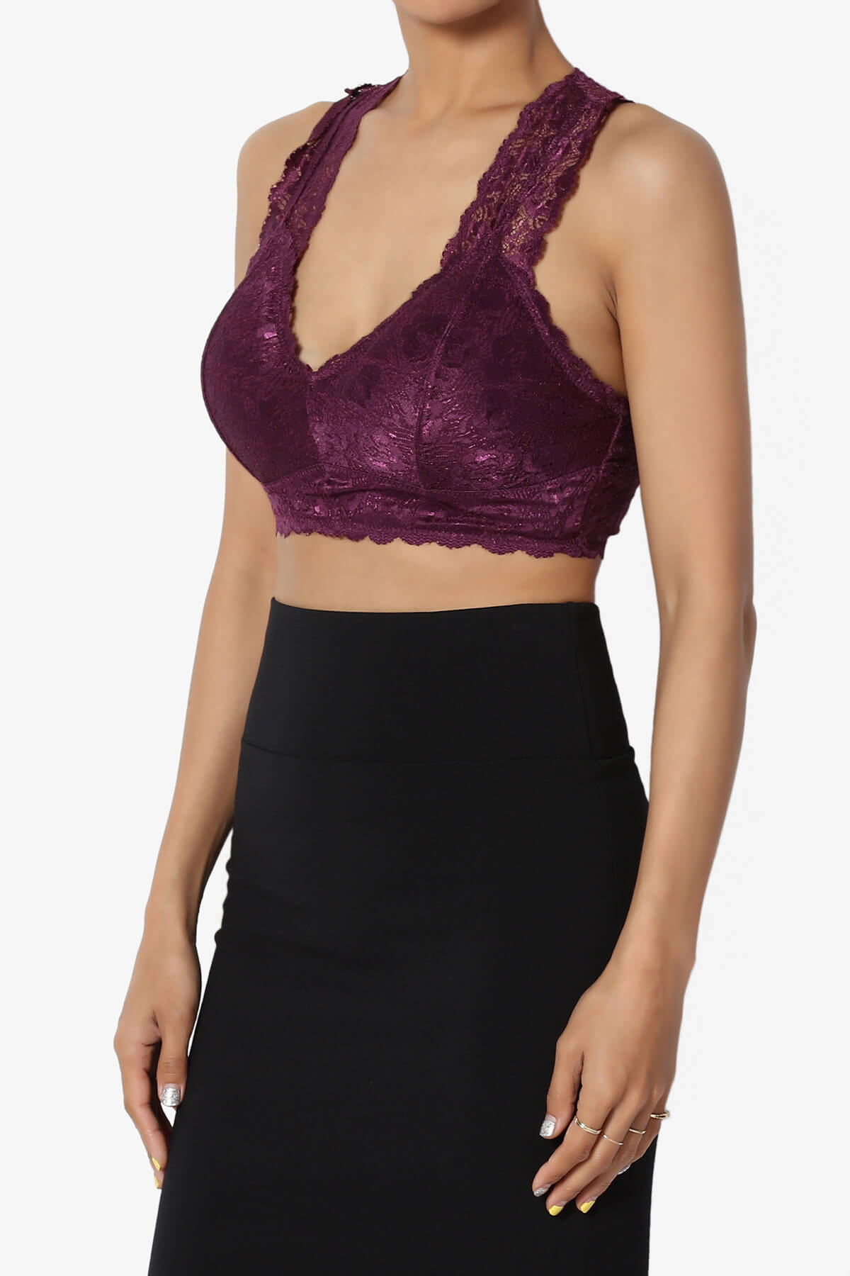 Baja Padded Lace Bralette Crop Tank Top DARK PLUM_3