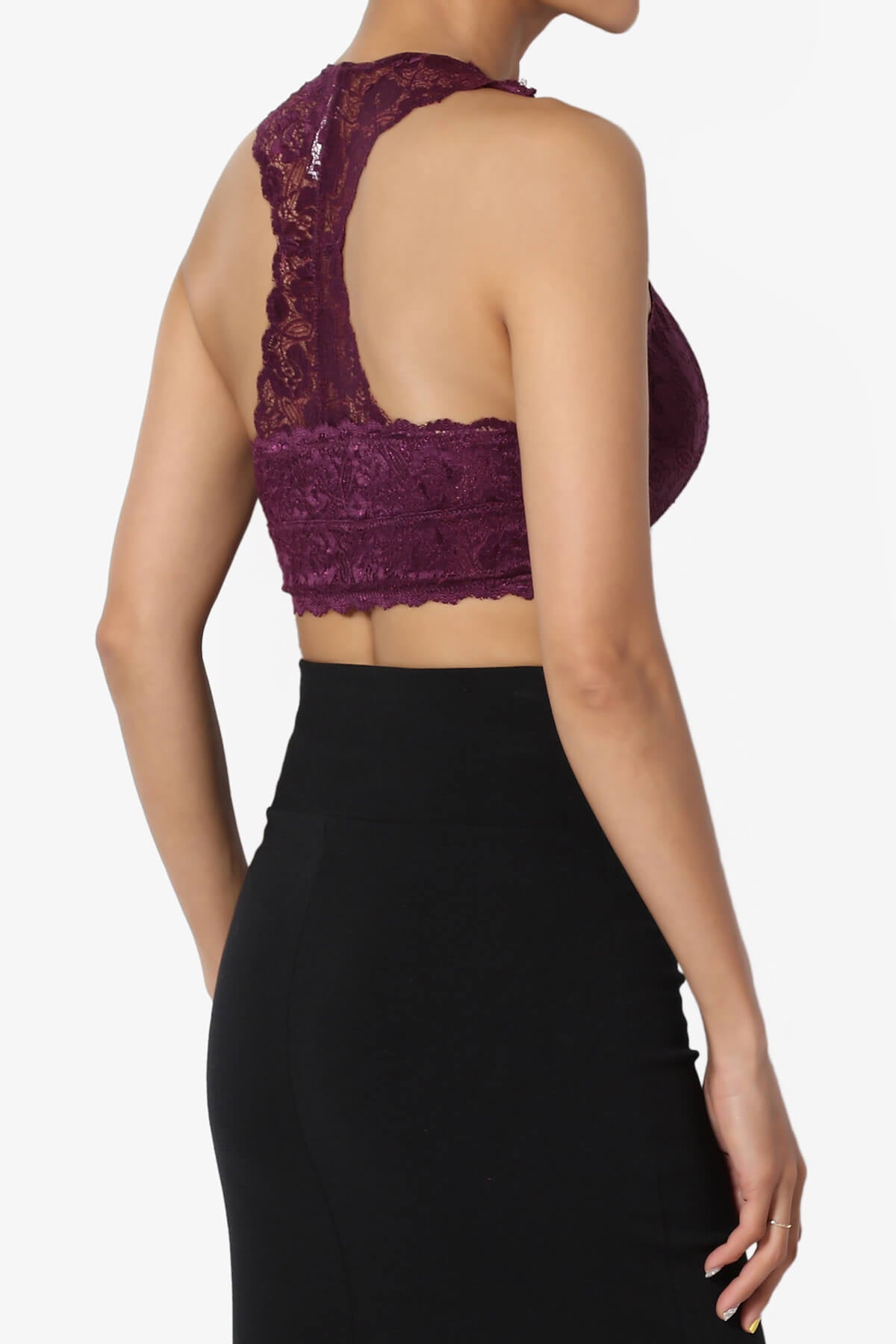 Baja Padded Lace Bralette Crop Tank Top DARK PLUM_4