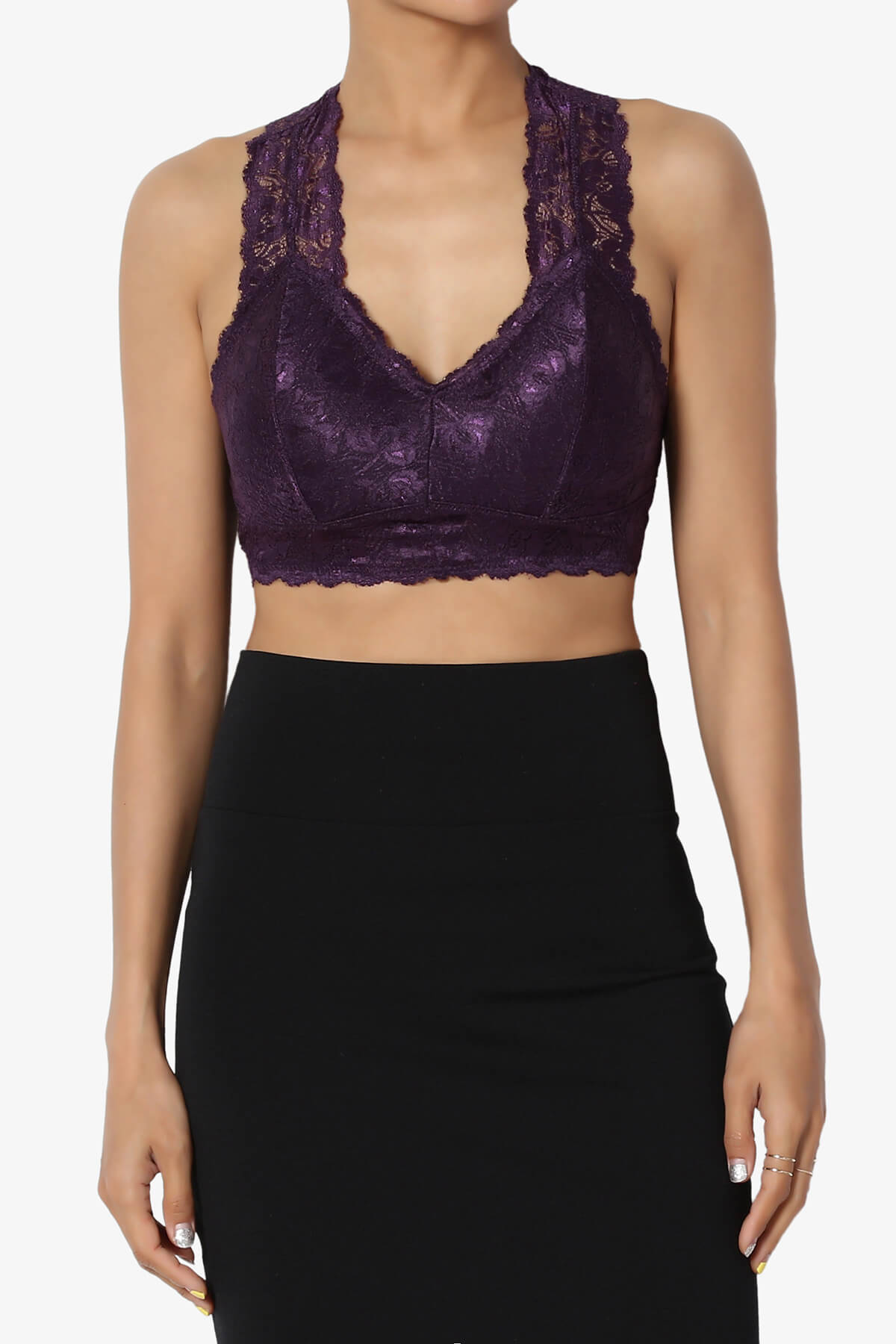 Baja Padded Lace Bralette Crop Tank Top DARK PURPLE_1