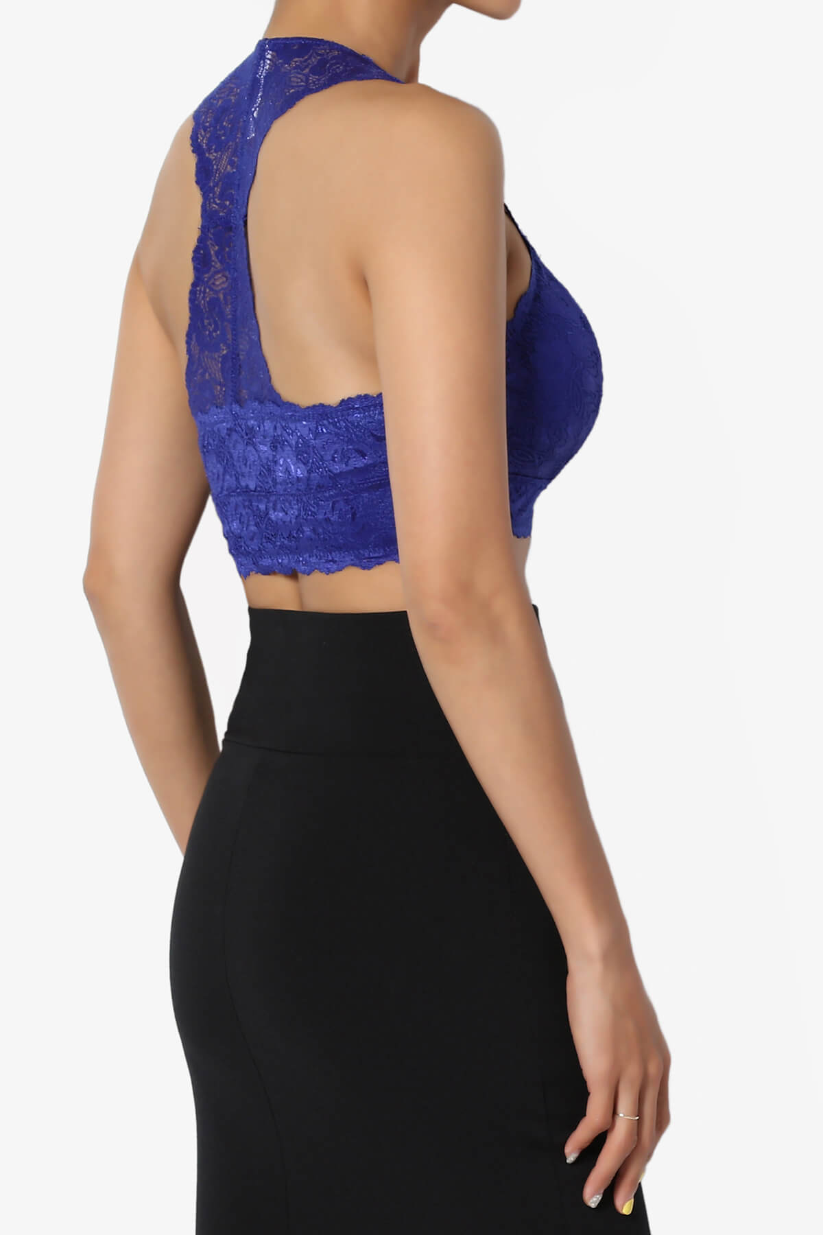 Baja Padded Lace Bralette Crop Tank Top DENIM BLUE_4