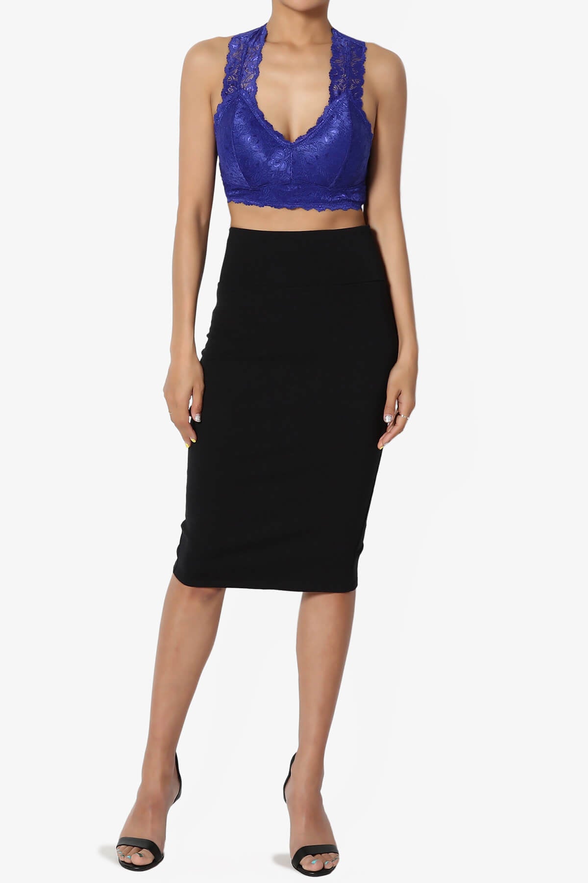 Baja Padded Lace Bralette Crop Tank Top DENIM BLUE_6