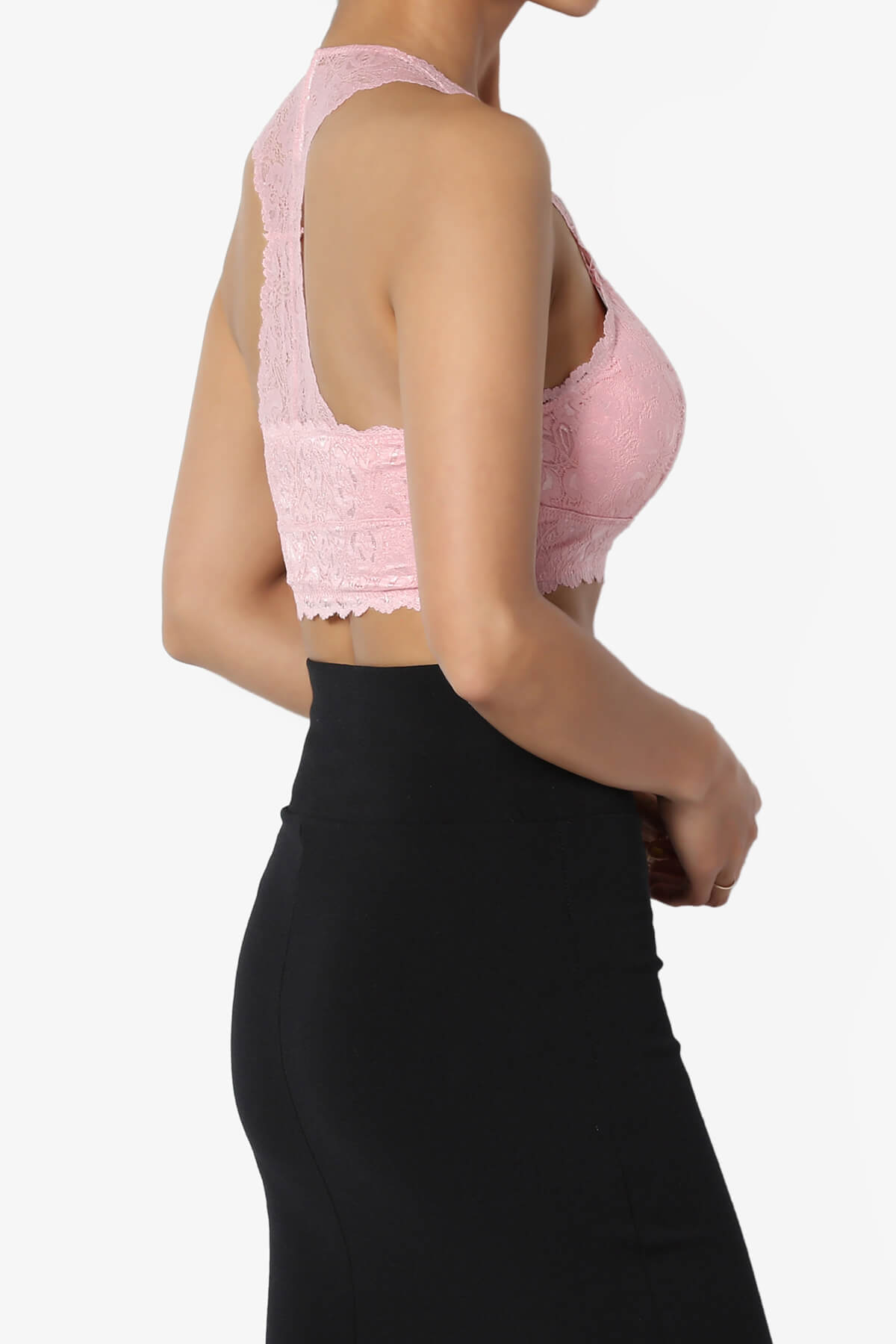 Baja Padded Lace Bralette Crop Tank Top DUSTY PINK_4