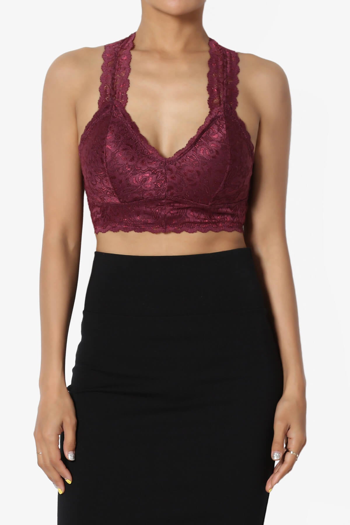 Baja Padded Lace Bralette Crop Tank Top DUSTY PLUM_1