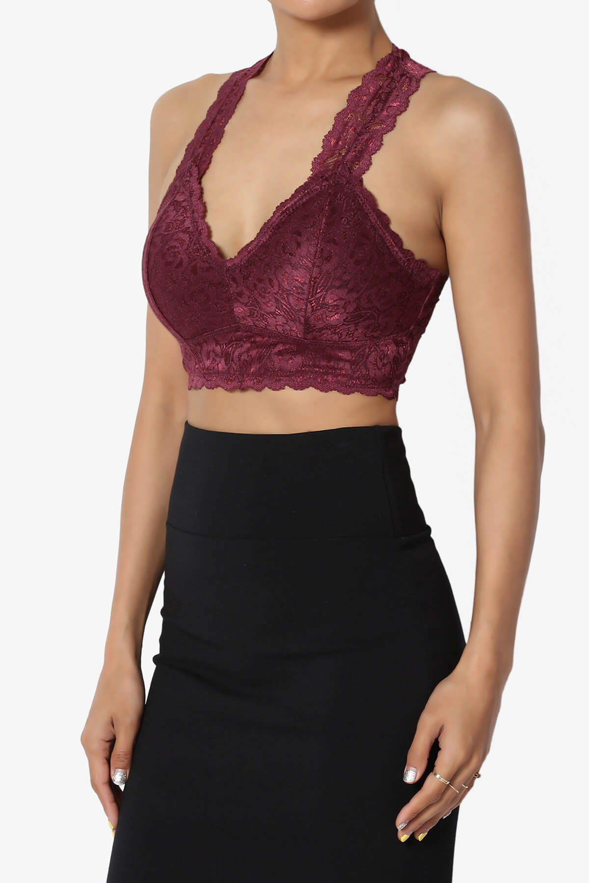 Baja Padded Lace Bralette Crop Tank Top DUSTY PLUM_3