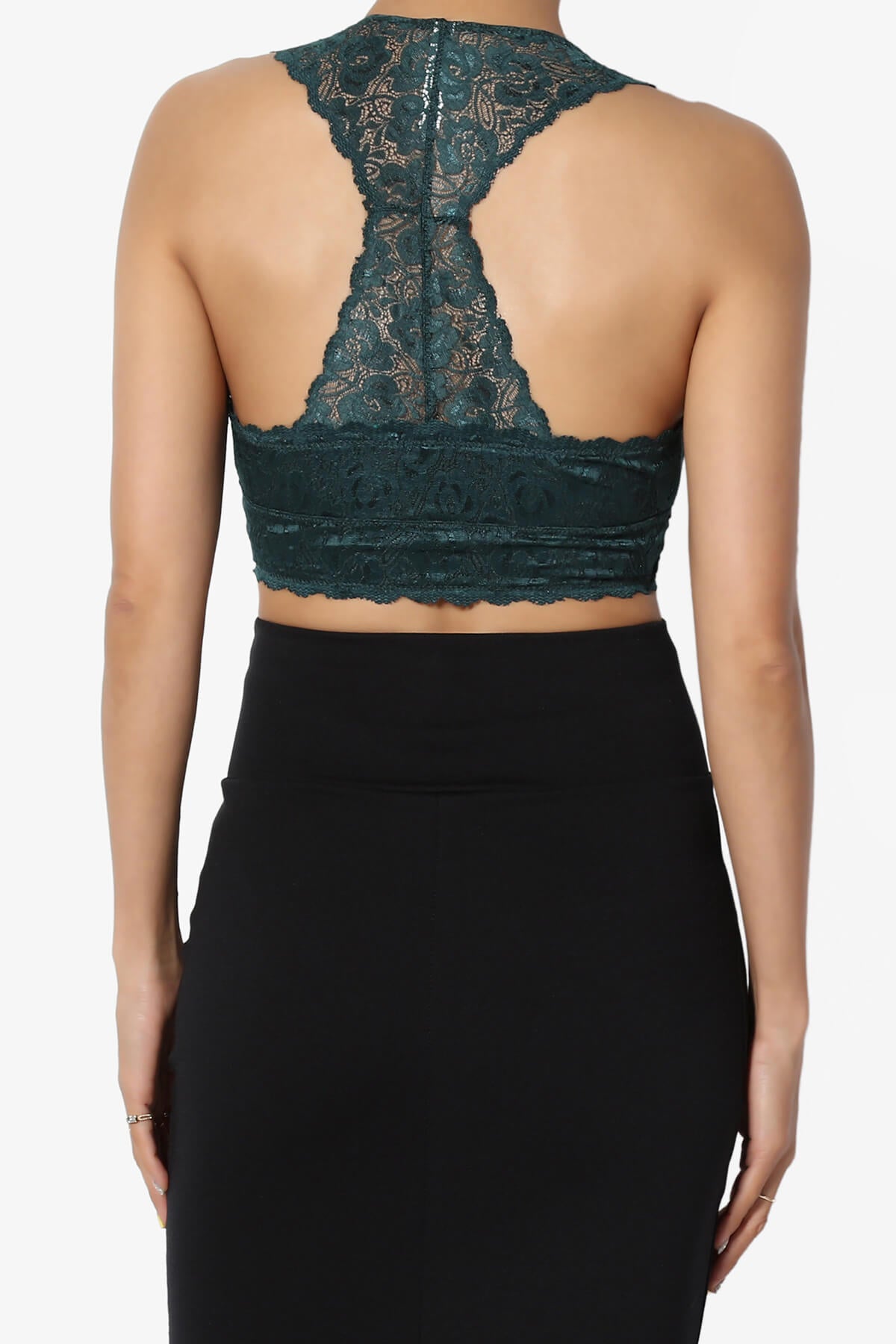 Baja Padded Lace Bralette Crop Tank Top HUNTER GREEN_2