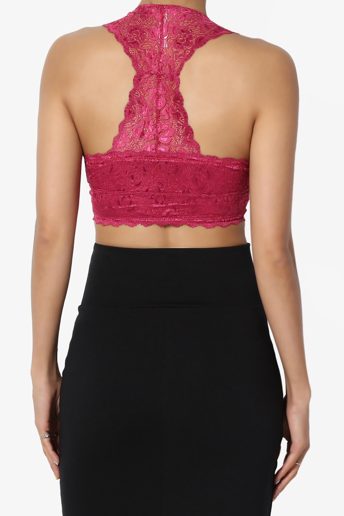 Baja Padded Lace Bralette Crop Tank Top MAGENTA_2