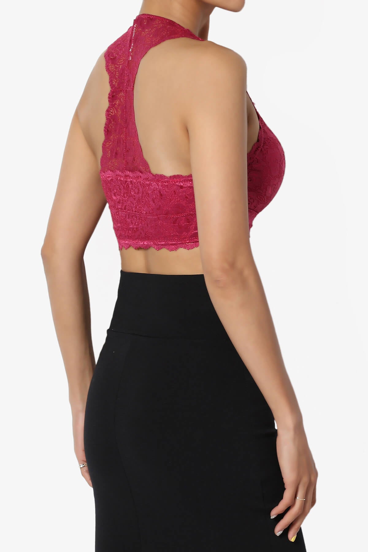 Baja Padded Lace Bralette Crop Tank Top MAGENTA_4