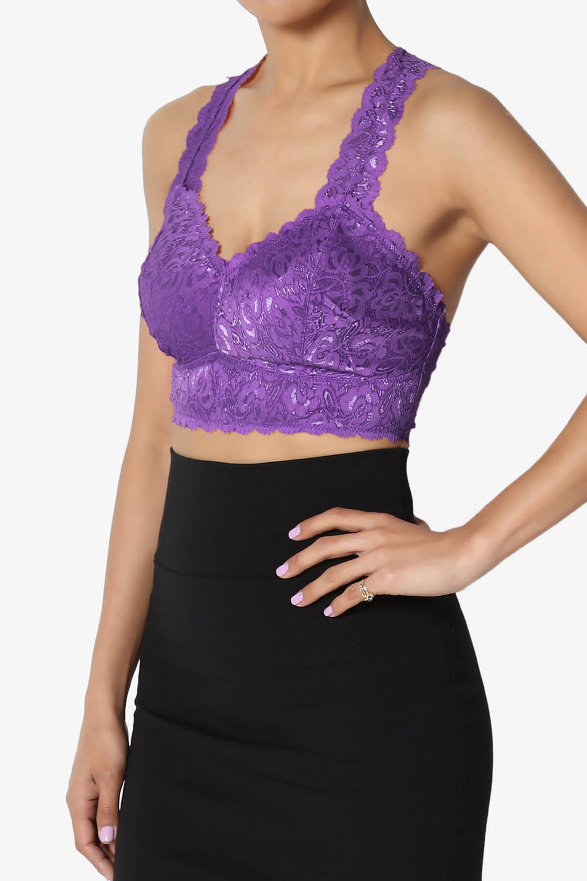 Baja Padded Lace Bralette Crop Tank Top PURPLE_3