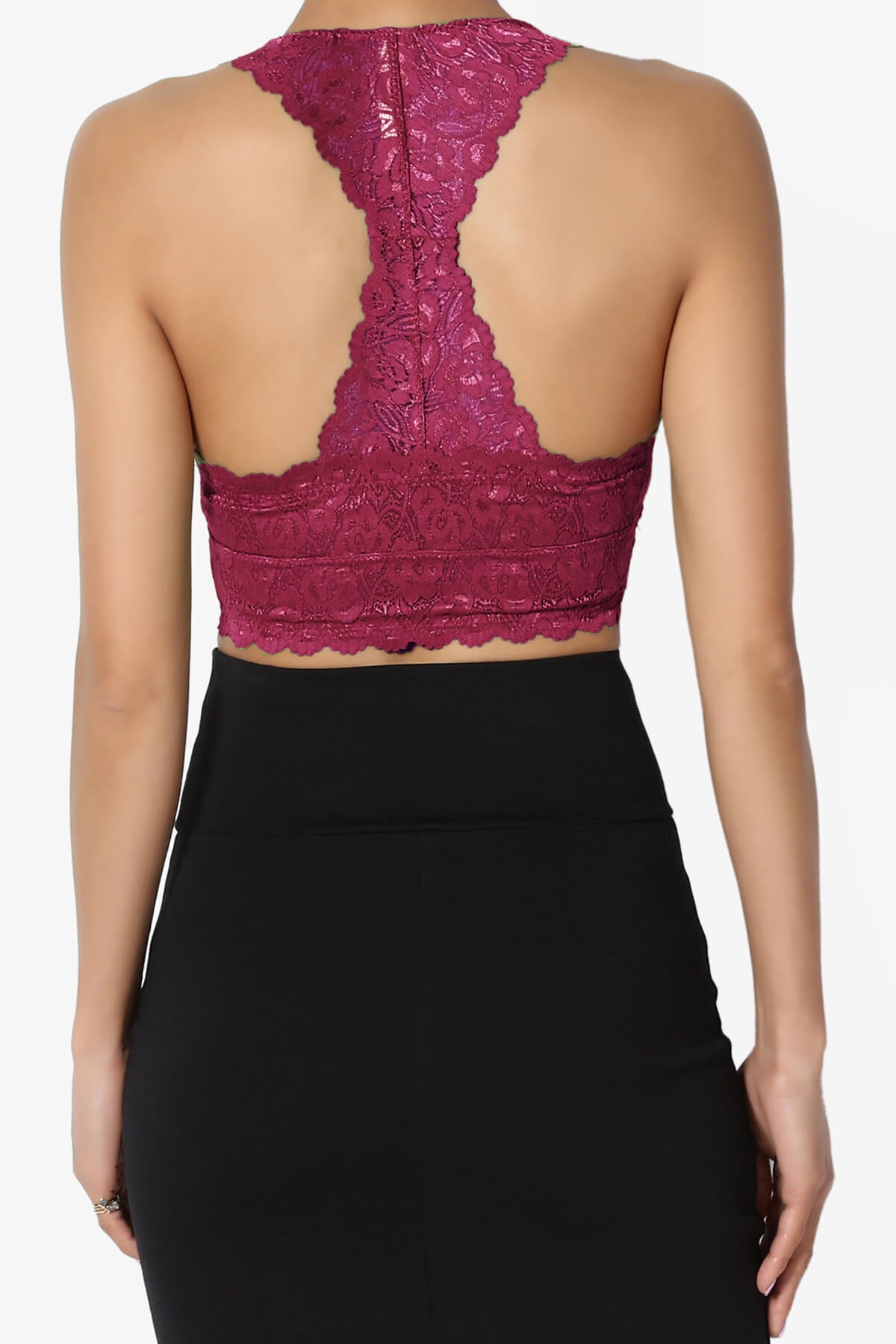 Baja Padded Lace Bralette Crop Tank Top WINE_2