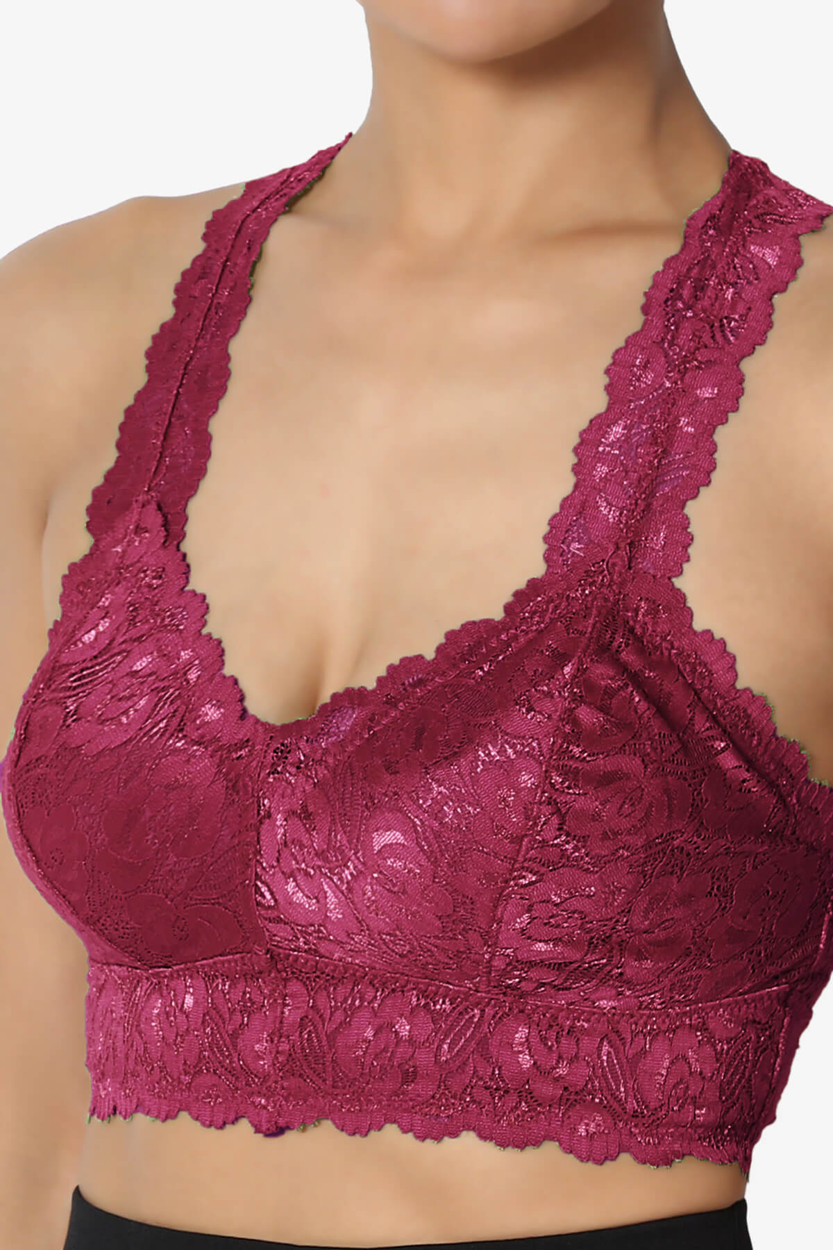 Baja Padded Lace Bralette Crop Tank Top WINE_5