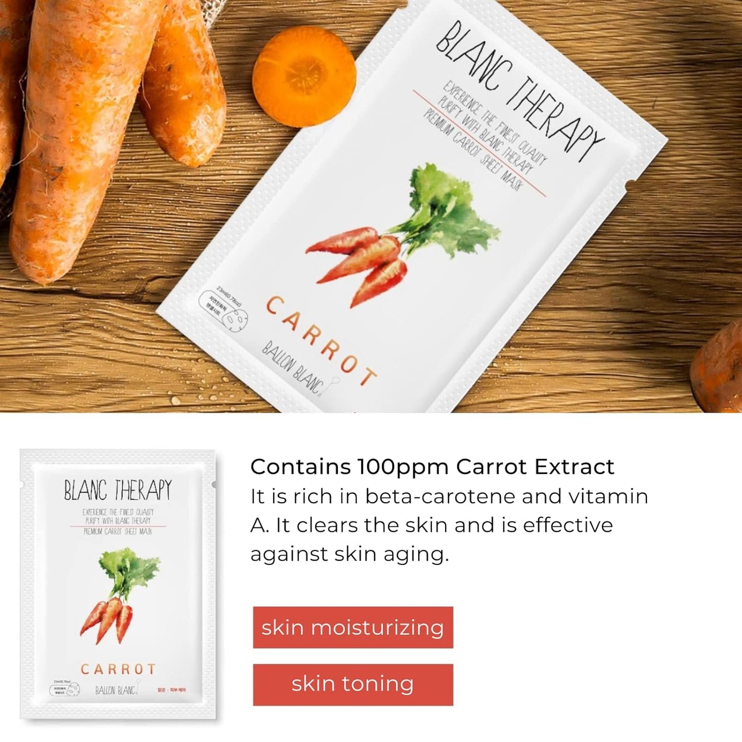 Ballon Blanc Therapy Premium Sheet Mask Variety 6-Pack – Collagen, Cica, Yogurt, Lavender, Berry & Carrot for All Skin Types (23ml x 6 Masks)