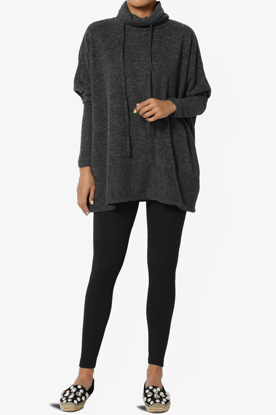 Barclay Cowl Neck Melange Knit Oversized Sweater BLACK_6