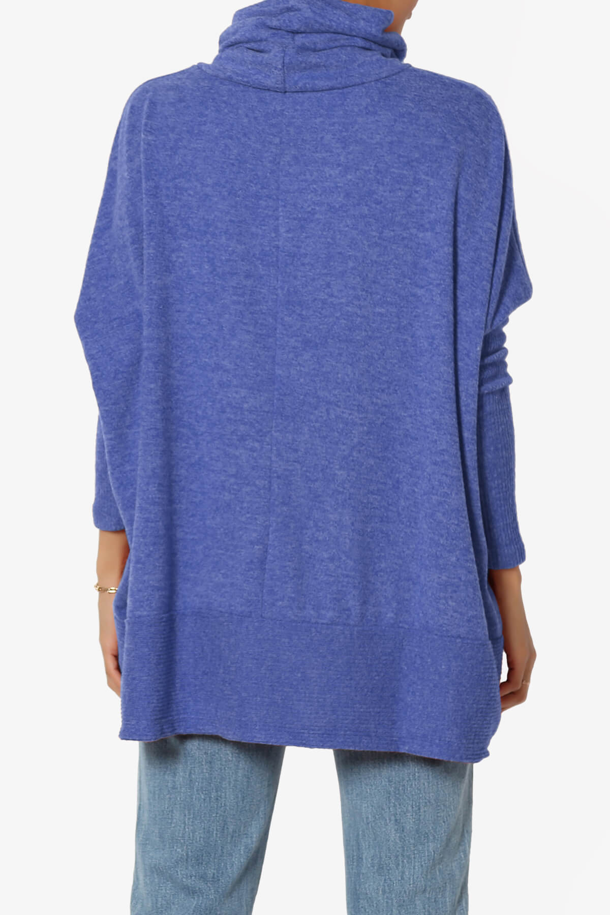 Barclay Cowl Neck Melange Knit Oversized Sweater BRIGHT BLUE_2