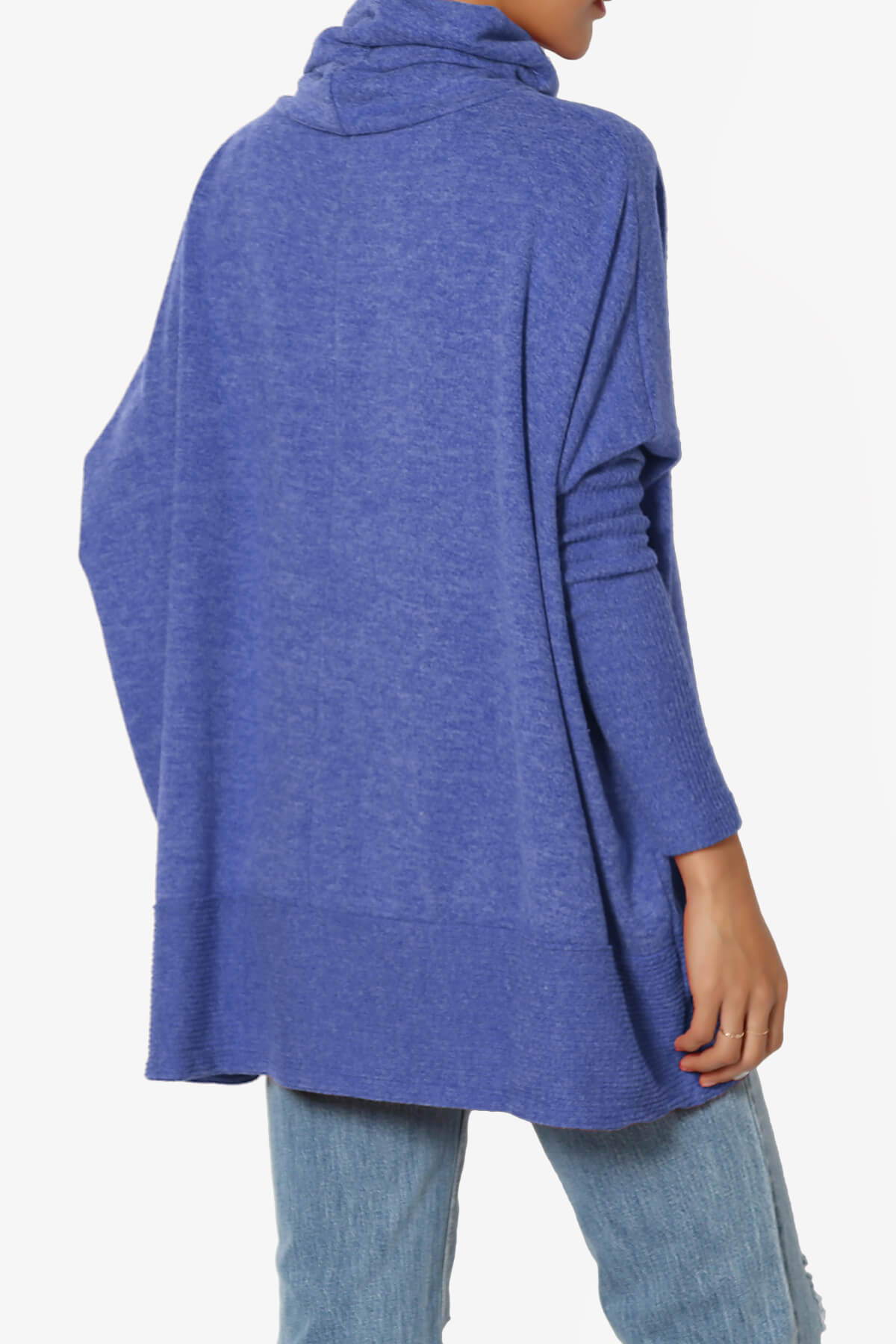 Load image into Gallery viewer, Barclay Cowl Neck Melange Knit Oversized Sweater BRIGHT BLUE_4
