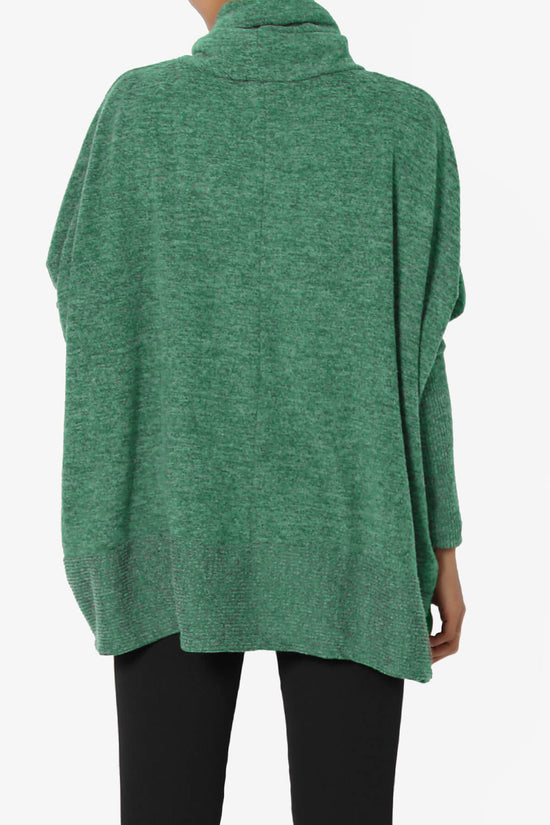 Barclay Cowl Neck Melange Knit Oversized Sweater DARK GREEN_2