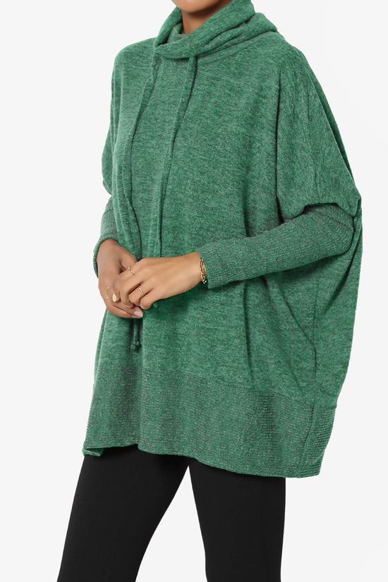 Barclay Cowl Neck Melange Knit Oversized Sweater DARK GREEN_3