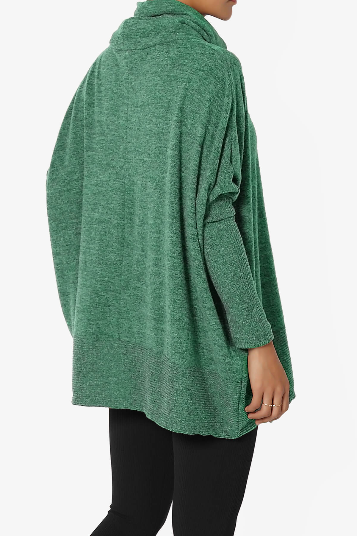 Load image into Gallery viewer, Barclay Cowl Neck Melange Knit Oversized Sweater DARK GREEN_4

