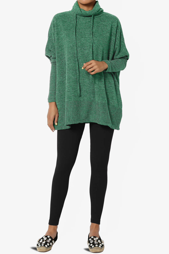 Barclay Cowl Neck Melange Knit Oversized Sweater DARK GREEN_6