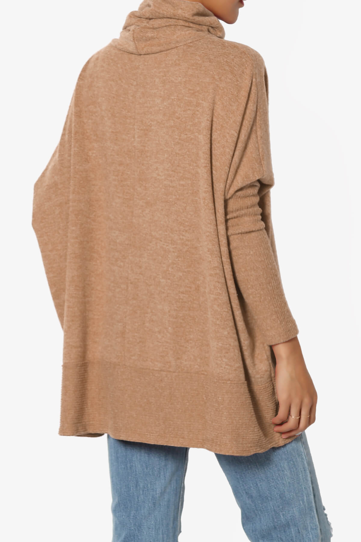 Load image into Gallery viewer, Barclay Cowl Neck Melange Knit Oversized Sweater DEEP CAMEL_4

