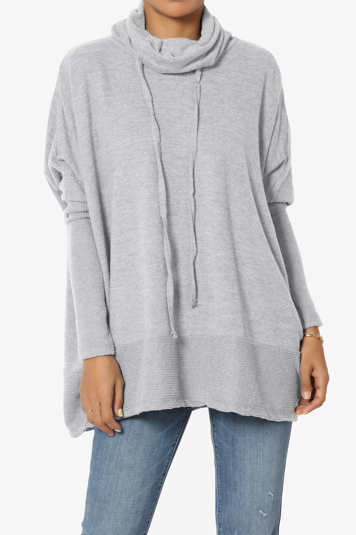 Cowl Neck Sweatshirt Tunic In Grey, Love