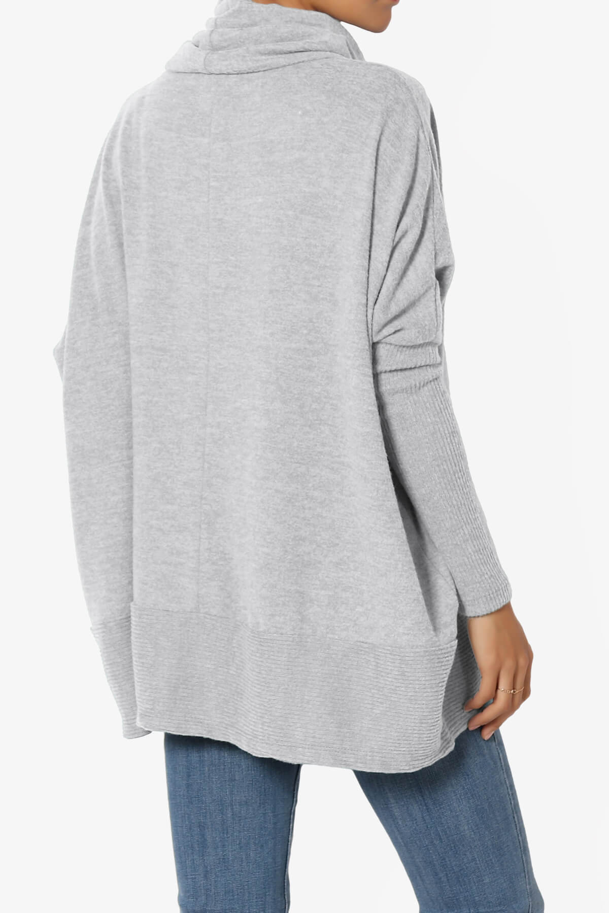 Load image into Gallery viewer, Barclay Cowl Neck Melange Knit Oversized Sweater HEATHER GREY_4
