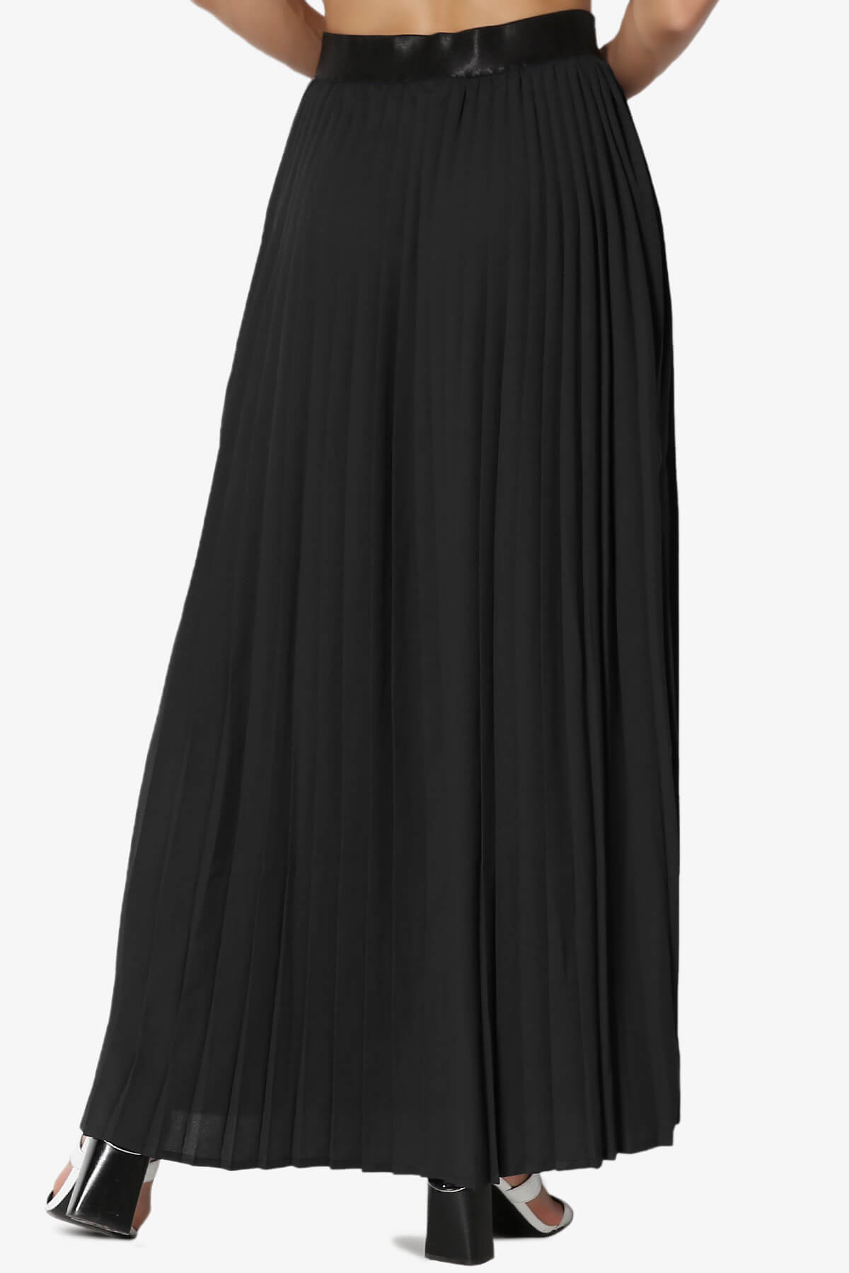 Barria Flowy Maxi Pleated Skirt BLACK_2