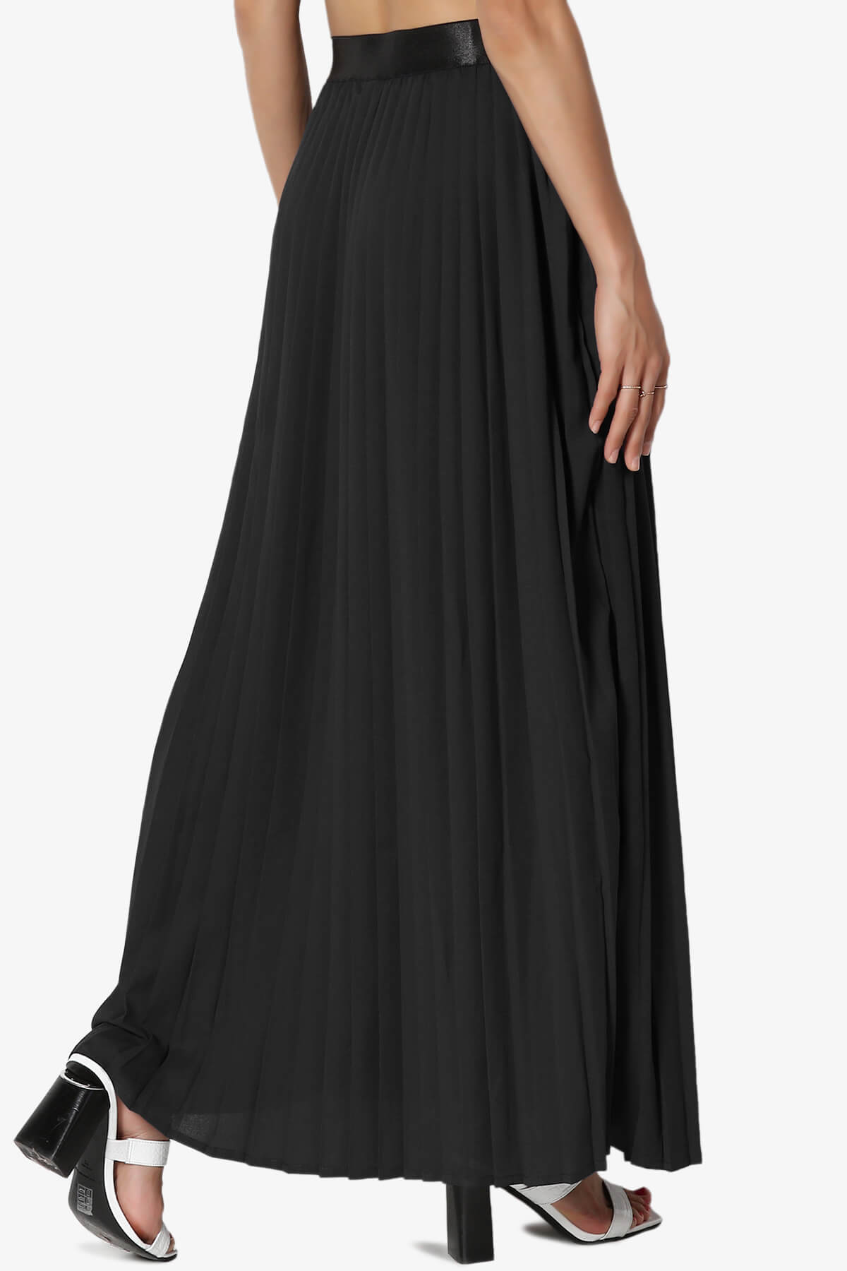 Barria Flowy Maxi Pleated Skirt BLACK_4