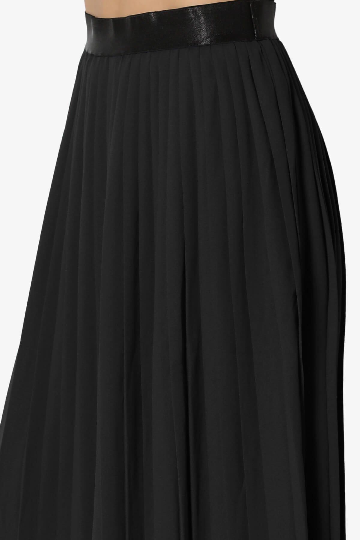 Barria Flowy Maxi Pleated Skirt BLACK_5
