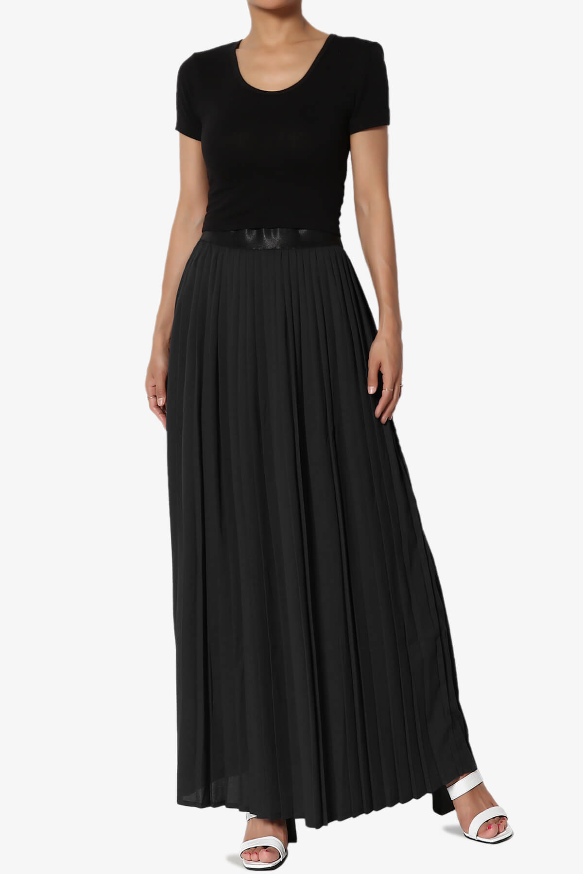 Barria Flowy Maxi Pleated Skirt BLACK_6