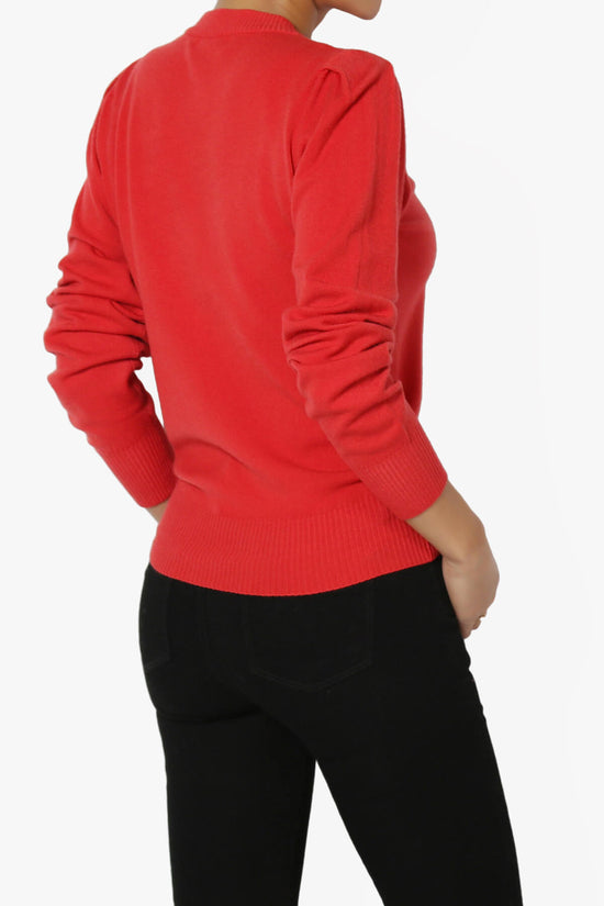 Bcarina Pleated Shoulder Crew Neck Sweater LT RED_4