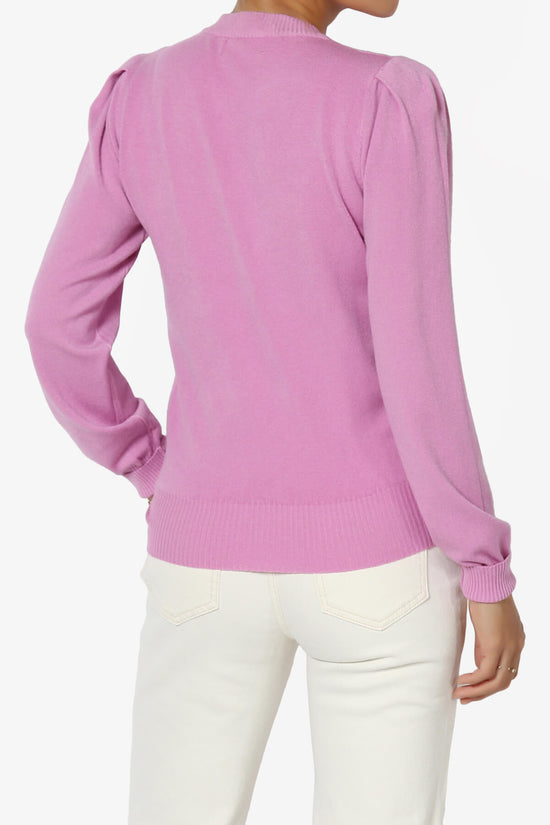 Load image into Gallery viewer, Bcarina Pleated Shoulder Crew Neck Sweater MAUVE_2
