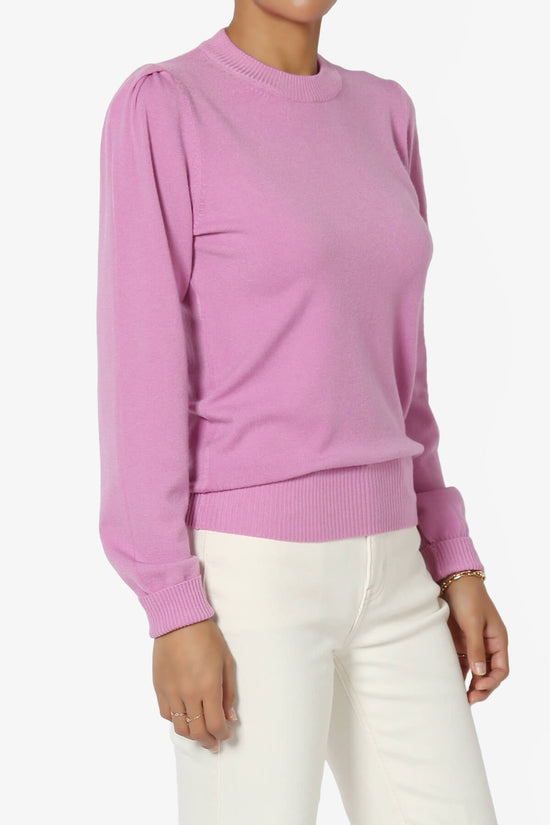 Load image into Gallery viewer, Bcarina Pleated Shoulder Crew Neck Sweater MAUVE_3
