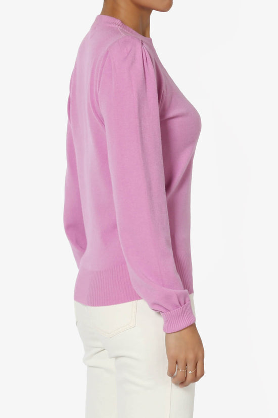 Load image into Gallery viewer, Bcarina Pleated Shoulder Crew Neck Sweater MAUVE_4
