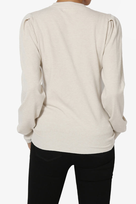 Load image into Gallery viewer, Bcarina Pleated Shoulder Crew Neck Sweater SAND BEIGE_2

