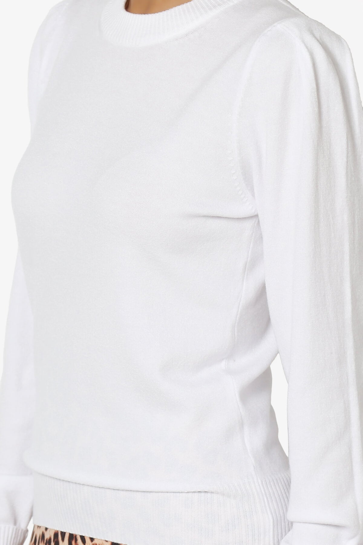 Load image into Gallery viewer, Bcarina Pleated Shoulder Crew Neck Sweater WHITE_5
