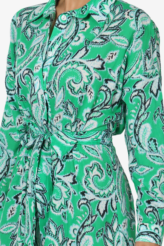 Load image into Gallery viewer, Becka 3/4 Sleeve Ruffle Shirt Mini Dress KELLY GREEN_5
