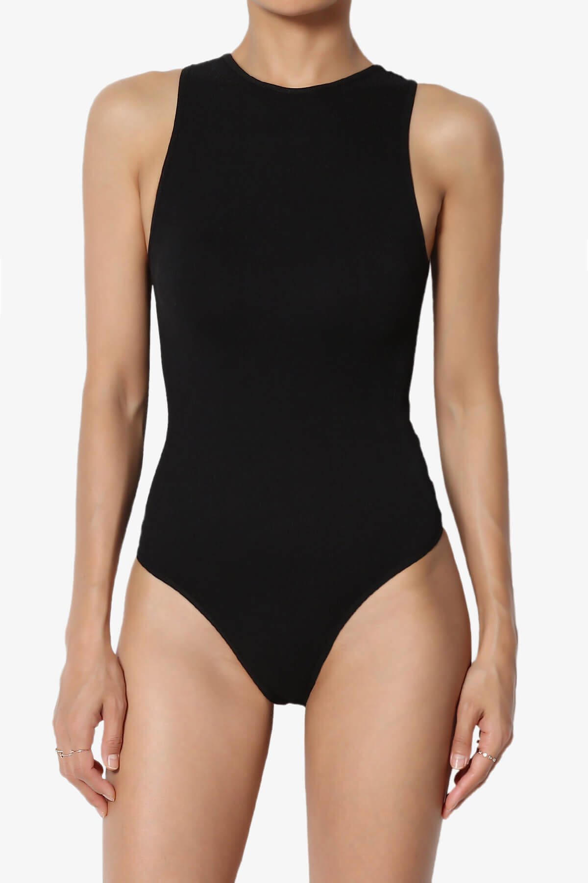 Belinda Ribbed Tank Thong Bodysuit BLACK_1