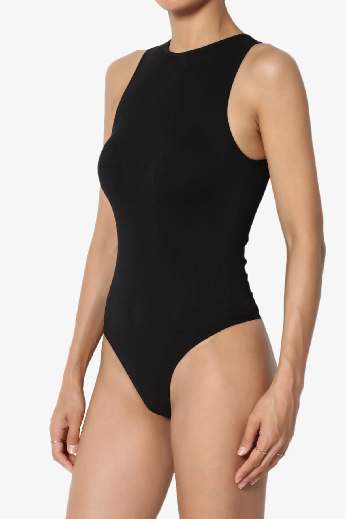 Belinda Ribbed Tank Thong Bodysuit BLACK_3