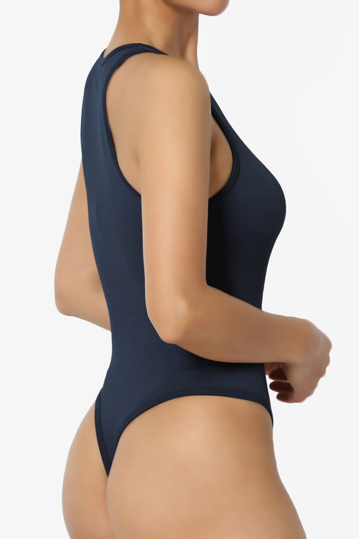 Belinda Ribbed Tank Thong Bodysuit NAVY_4