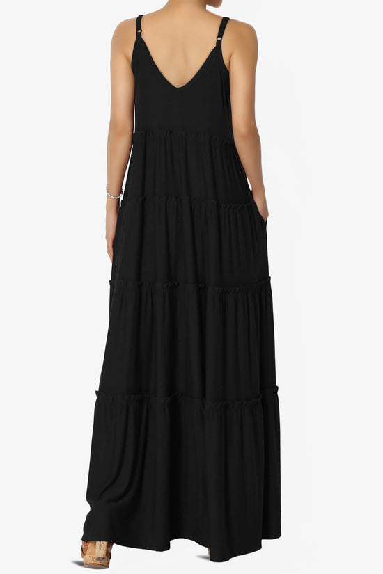 Bennet Ruffle Tiered Pocket Cami Maxi Dress BLACK_2