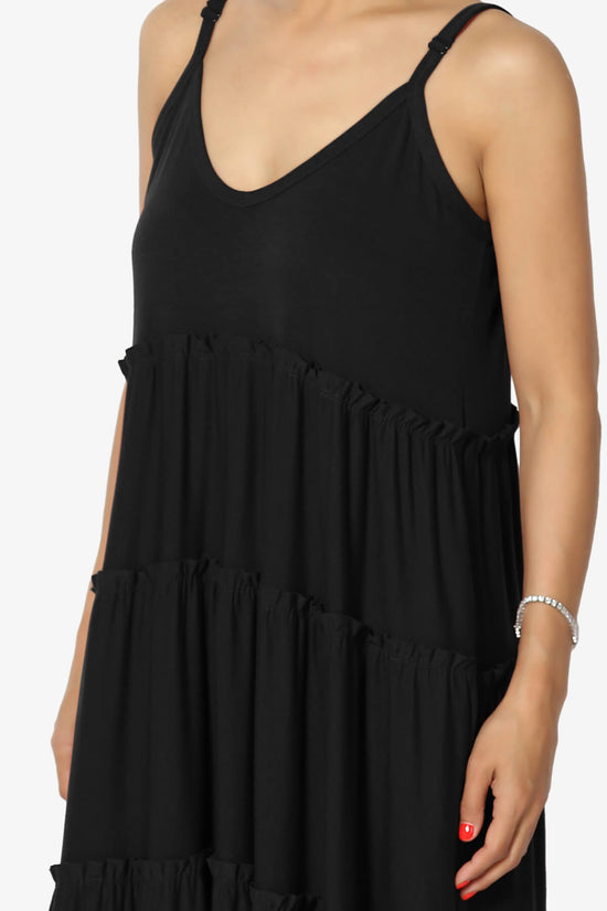 Bennet Ruffle Tiered Pocket Cami Maxi Dress BLACK_5