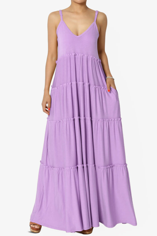 Bennet Ruffle Tiered Pocket Cami Maxi Dress BRIGHT LAVENDER_1