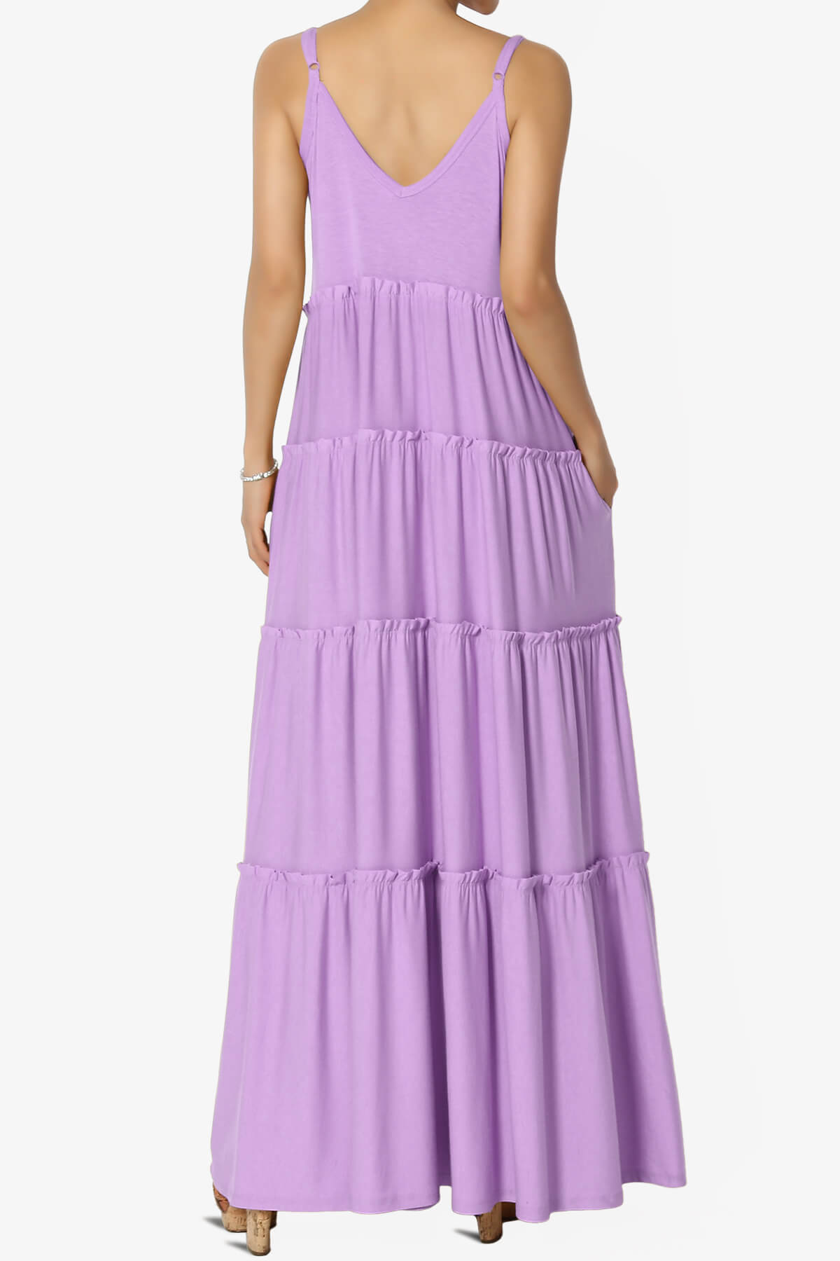 Bennet Ruffle Tiered Pocket Cami Maxi Dress BRIGHT LAVENDER_2