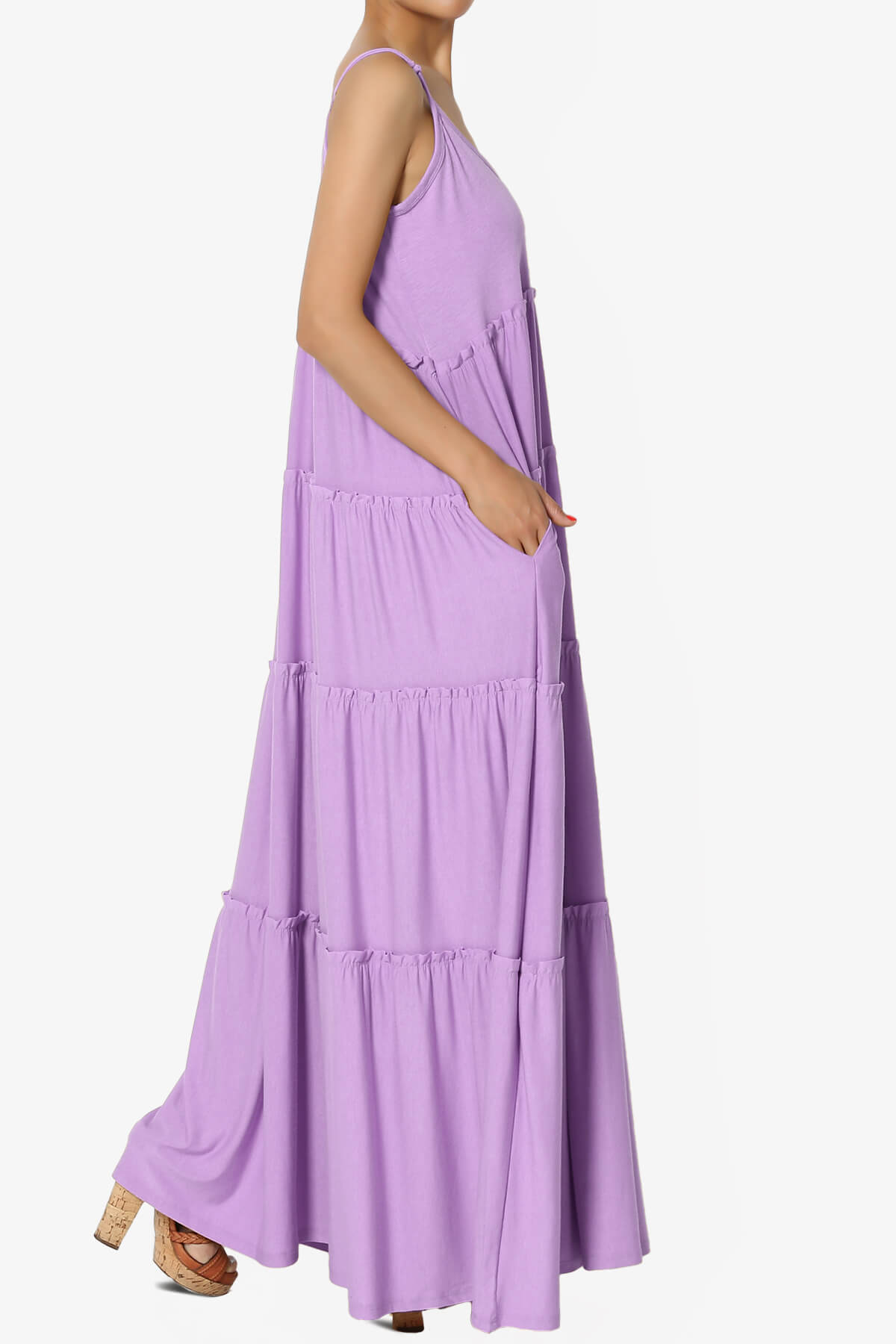 Bennet Ruffle Tiered Pocket Cami Maxi Dress BRIGHT LAVENDER_4