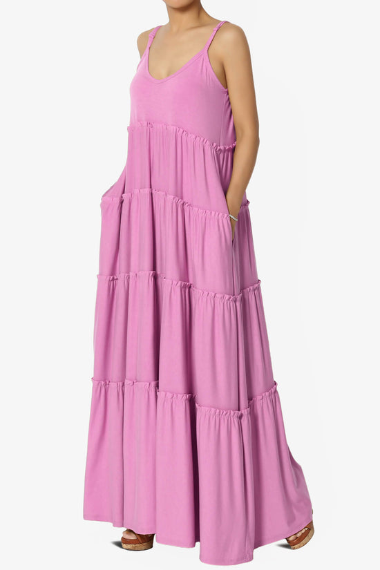 Bennet Ruffle Tiered Pocket Cami Maxi Dress CANDY PINK_3