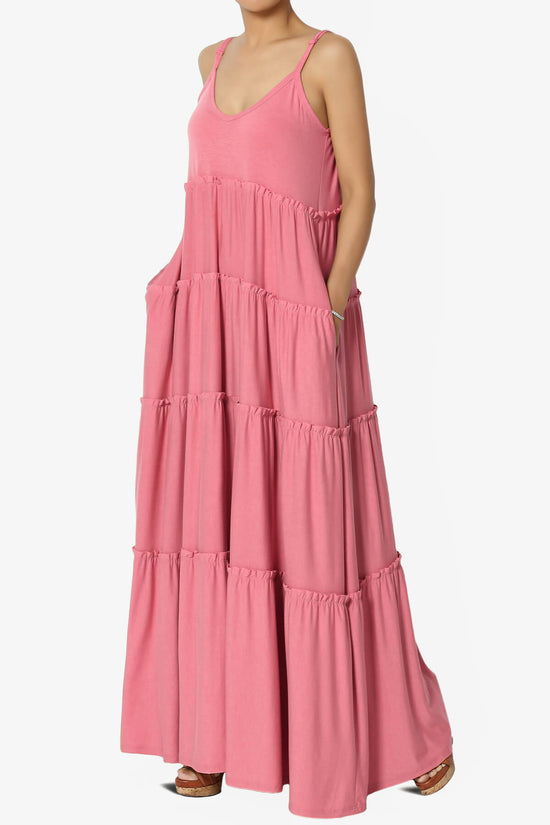 Bennet Ruffle Tiered Pocket Cami Maxi Dress DESERT ROSE_3