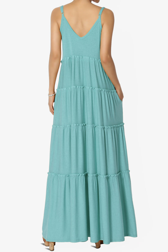 Bennet Ruffle Tiered Pocket Cami Maxi Dress DUSTY TEAL_2