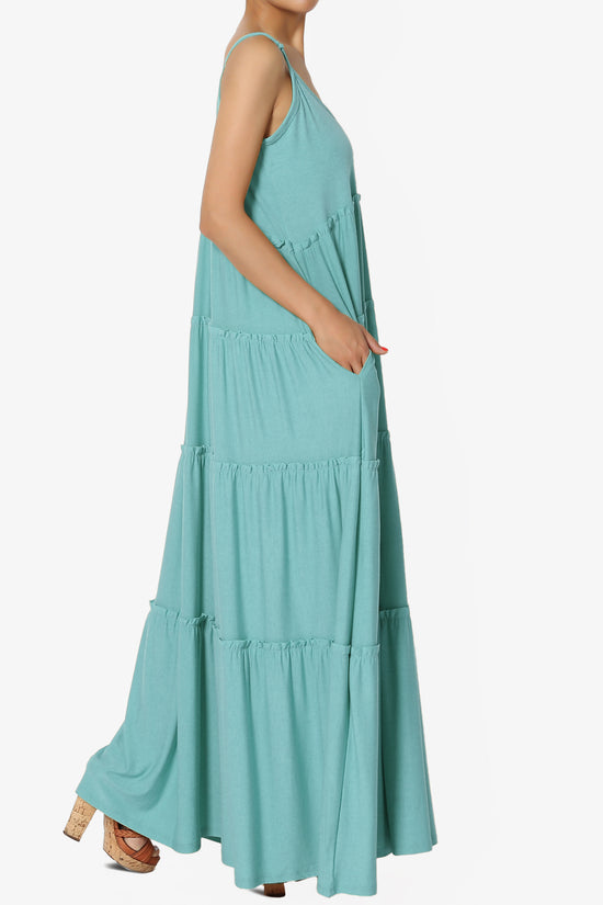 Bennet Ruffle Tiered Pocket Cami Maxi Dress DUSTY TEAL_4