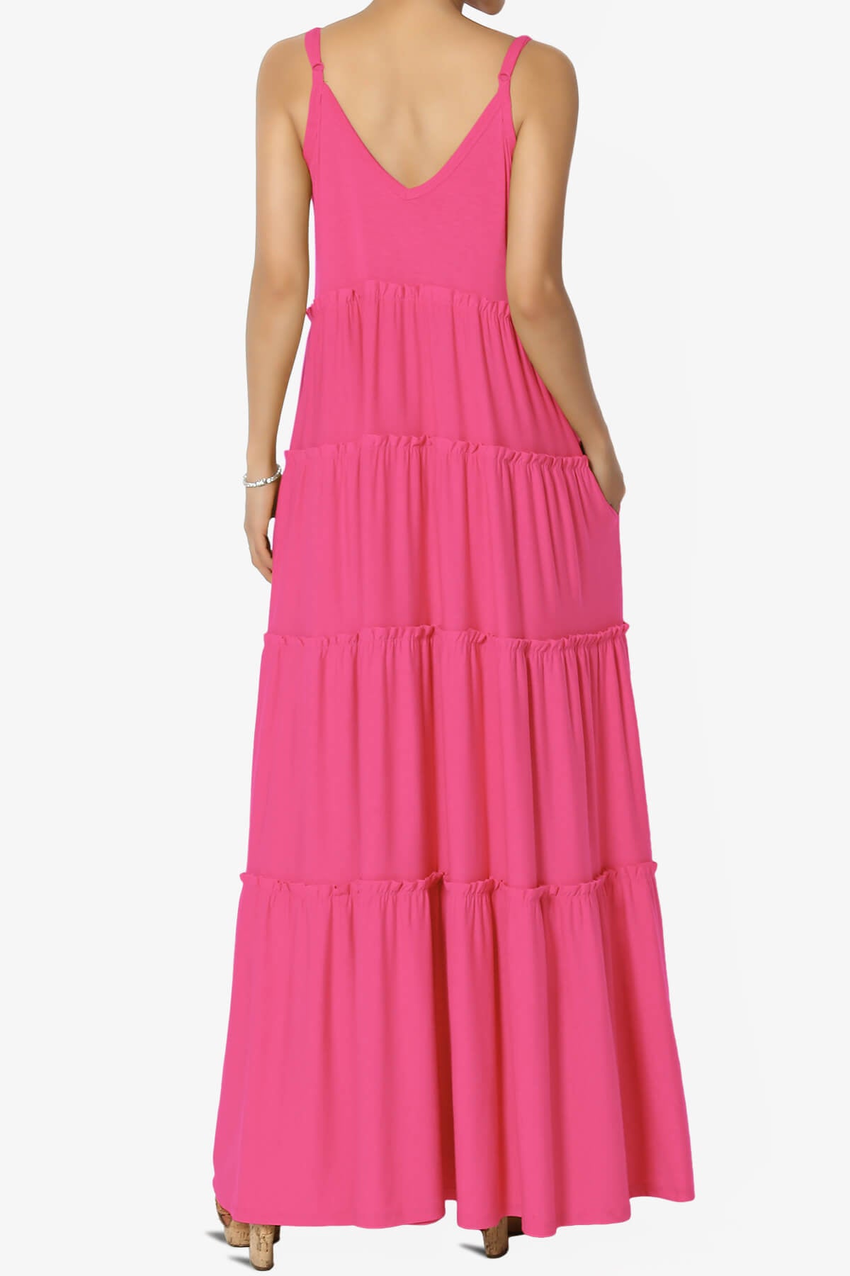 Bennet Ruffle Tiered Pocket Cami Maxi Dress FUCHSIA_2